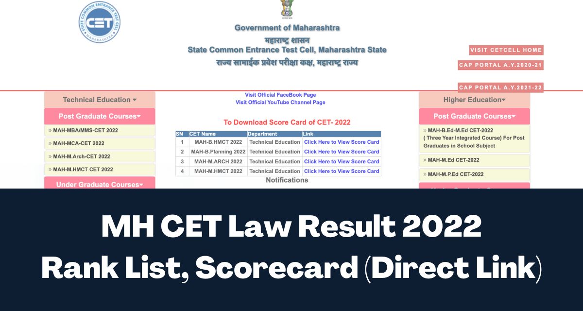 MH CET Law Result 2022 Rank List Scorecard Direct Link 