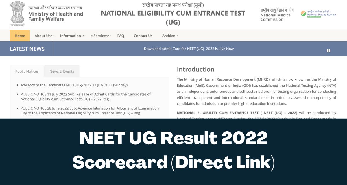 NEET UG Result 2024 Direct Link MBBS/BDS Scorecard neet.nta.nic.in