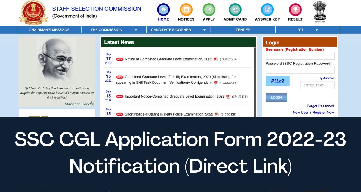 SSC CGL Application Form 2024 Direct Link Notification ssc.nic.in