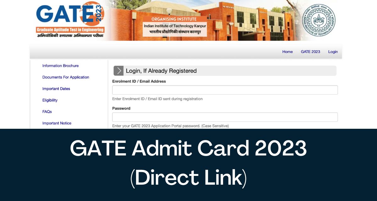 Gate Admit Card 2024 Direct Link Hall Ticket