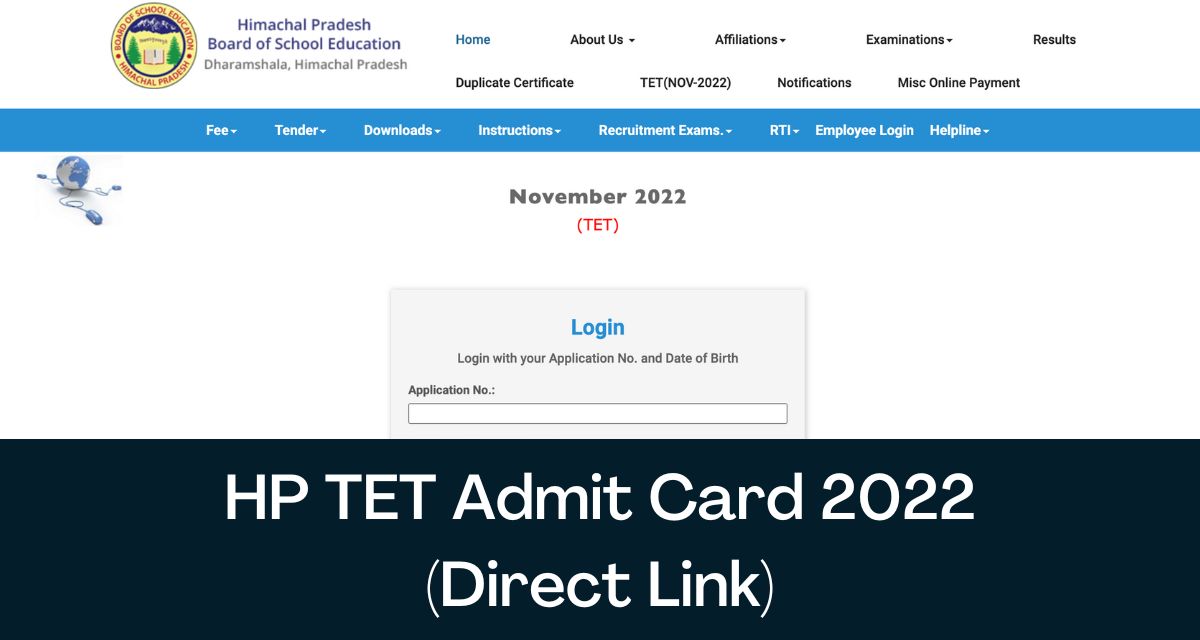 HP TET Admit Card 2024 Direct Link HPBOSE TET Hall Ticket