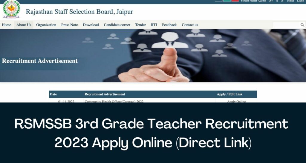 RSMSSB 3rd Grade Teacher Recruitment 2023 Direct Link Level 1, 2