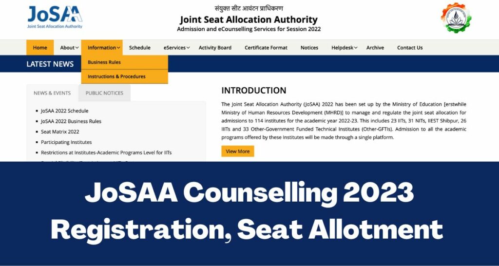 JoSAA Counselling 2024 Registration Direct Link Seat Allotment josaa