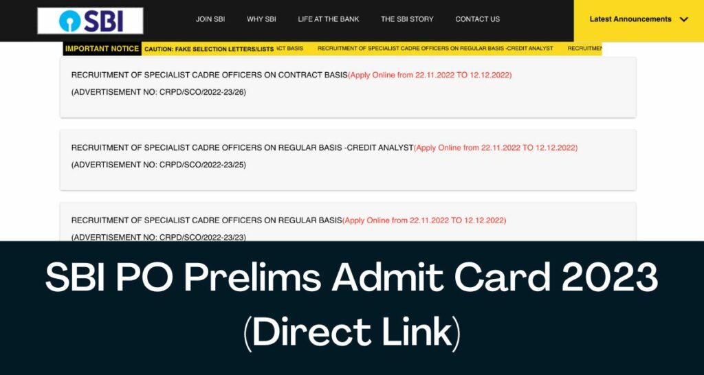 SBI PO Prelims Admit Card 2024 Direct Link Probationary Office Pre