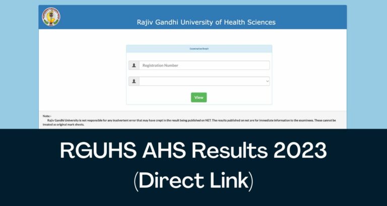 RGUHS AHS Results 2023 Direct Link EMS Result Rguhs ac in