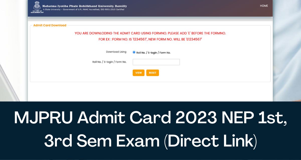 MJPRU Admit Card 2024 Direct Link NEP 1st, 3rd Sem Exam Hall Ticket