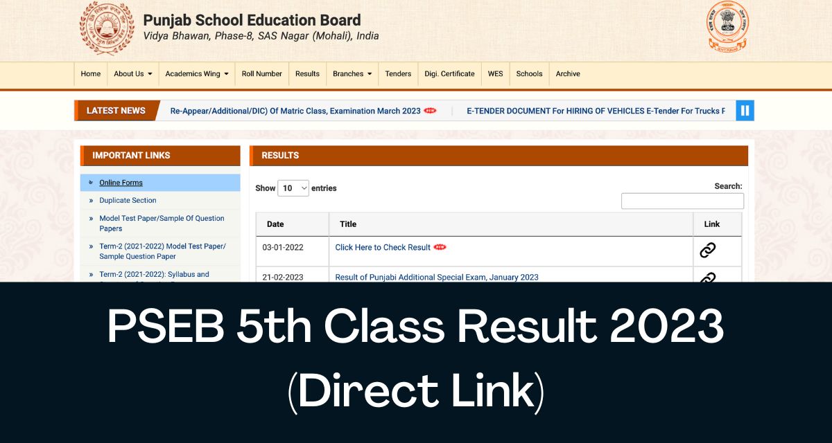 PSEB 10th RESULT 2022 Kaise Dekhe  Punjab Board PSEB 10th Result