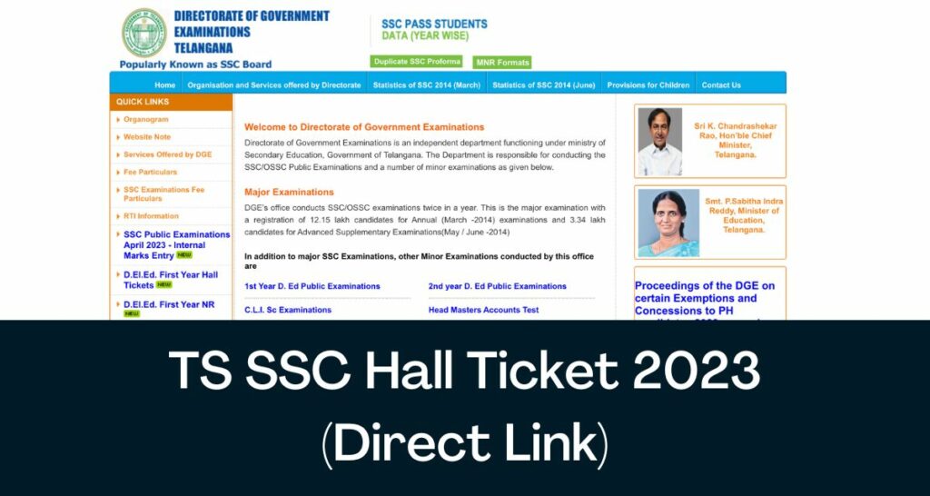 TS SSC Hall Ticket 2024 Direct Link BSE Telangana 10th Admit Card