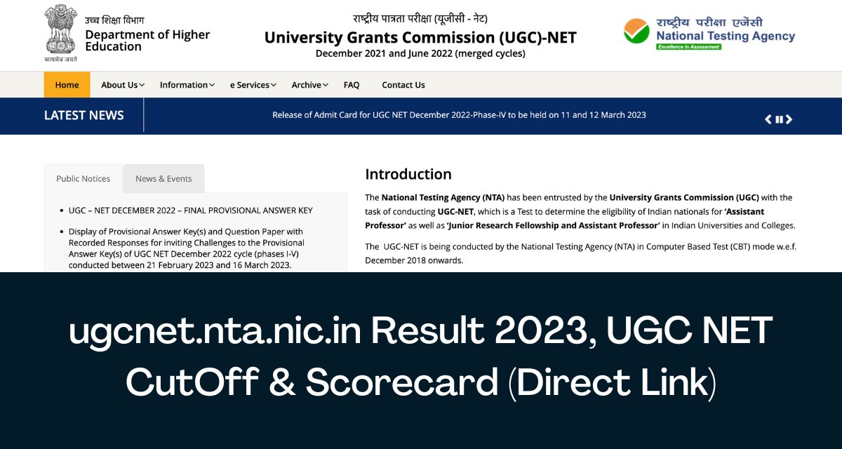 NET Result 2023 Direct Link UGC NET CutOff & Scorecard