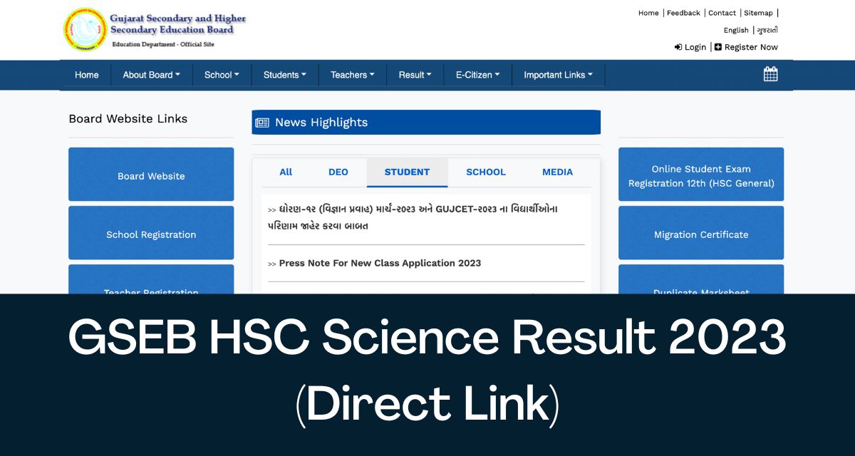 Gseb Hsc Science Result 2023 Direct Link Gujarat Board Class 12 Marksheet 3942