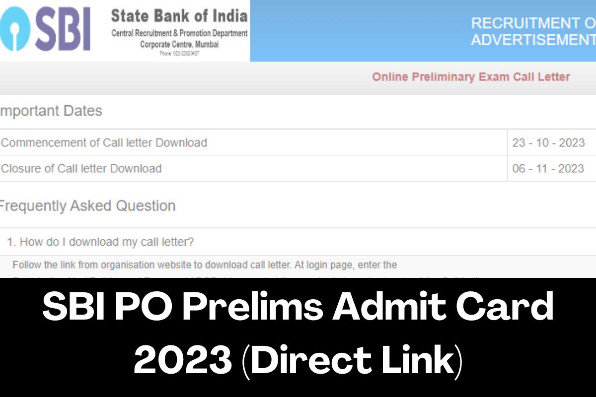 SBI PO Prelims Admit Card 2024 Direct Link Probationary Officer Hall