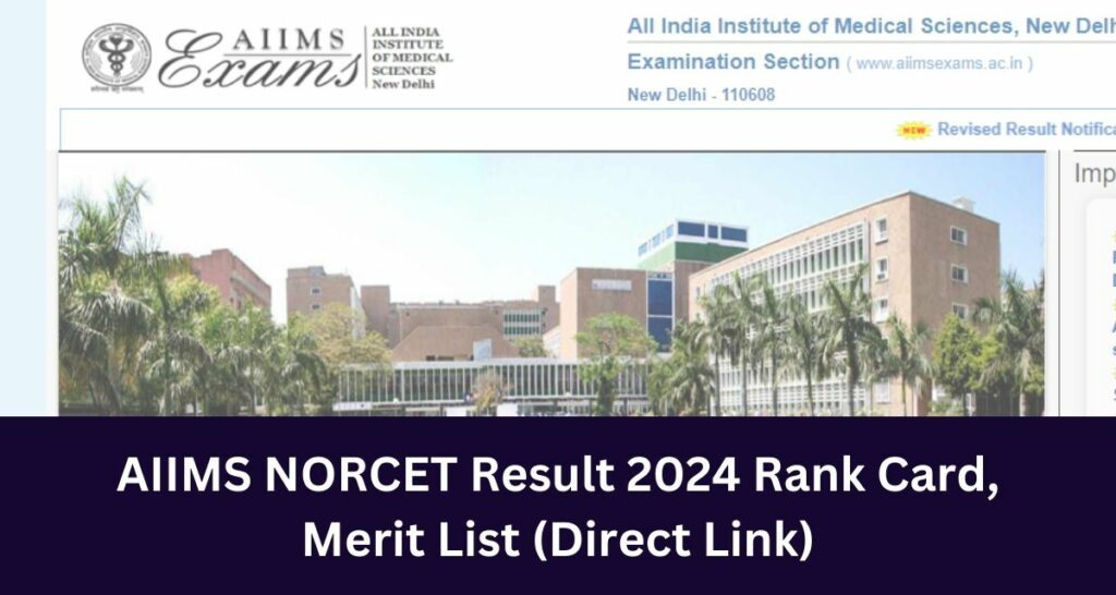 AIIMS NORCET Result 2024 Direct Link Rank Card, Merit List