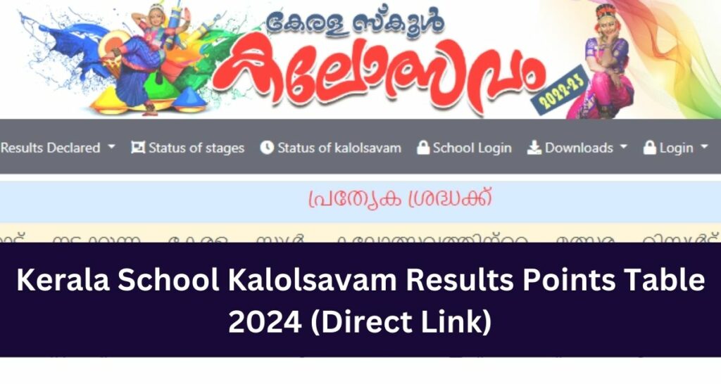 Kerala School Kalolsavam Results 2024 Direct Link Points Table