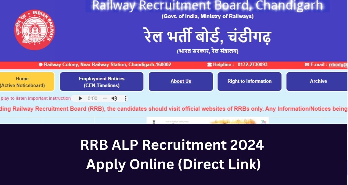 RRB ALP Recruitment 2024 
Apply Online (Direct Link)